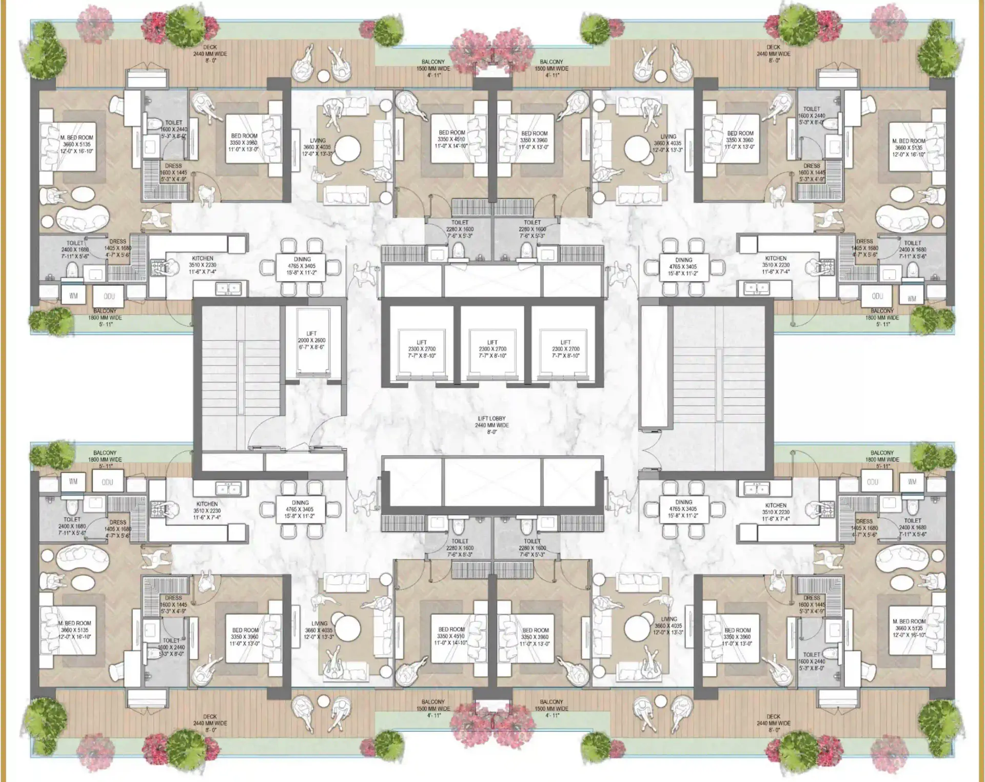 3 BHK - 2500 sq.ft floor plan